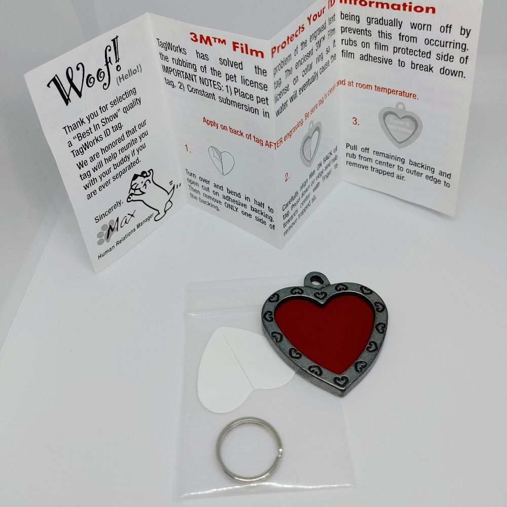 NWT TAGWORKS RED HEART DOG TAG